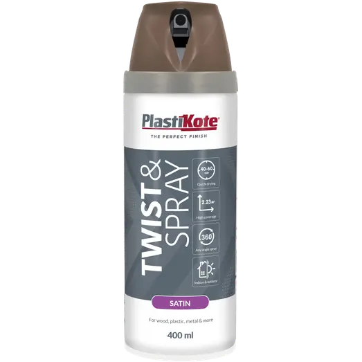 Plasti-Kote twist spraymaling 400 ml satin kastanjebrun