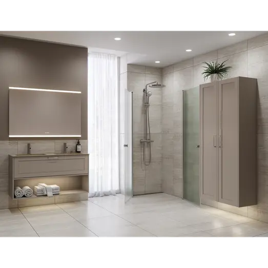 Scanbad svingdør A 79x200cm børstet satin/isglas