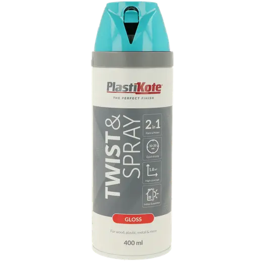 Plasti-Kote twist spraymaling 400 ml blank tyrkis blå