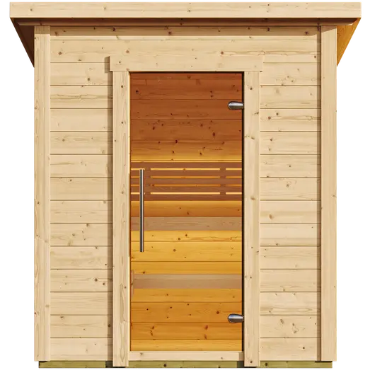 Saunahytte med glasdør, 3-4 pers., fyrtræ (Saml-Selv) (uden ovn)  