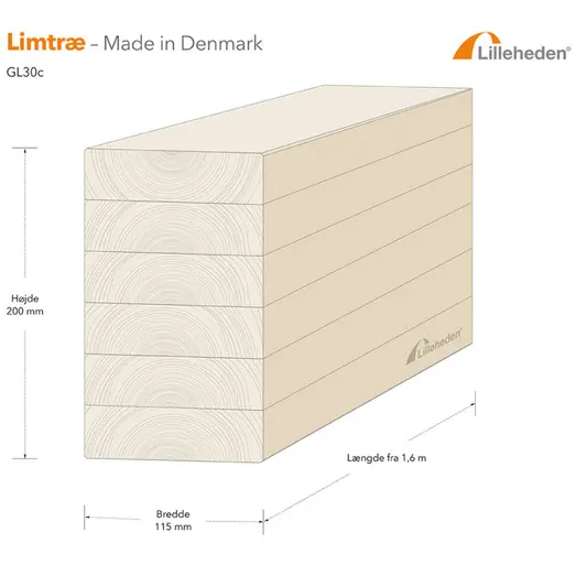 Lilleheden GL limtræsbjælke 115x200 mm GL30c