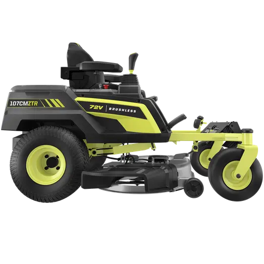 Ryobi RY72ZTRX107-210 72V 107 cm zero turn plæneklipper 2x10 Ah batt.