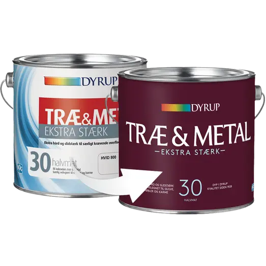 Dyrup Træ&metal Ekstra Stærk Halvmat Hvid - 1lt