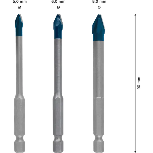Bosch EXPERT HEX-9 Hard Ceramic borsæt, 5x90; 6x90; 8x90 mm, 3 stk.