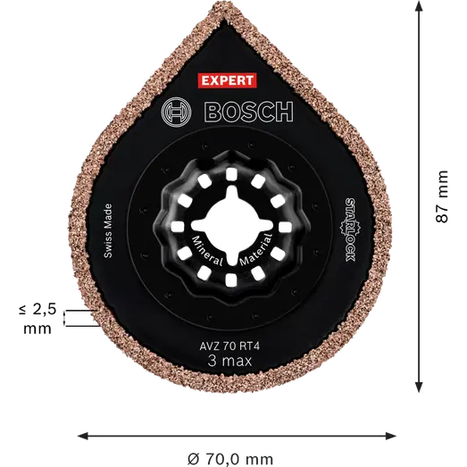 Bosch EXPERT AVZ 70 RT4 3 max fugningsplade Ø70 mm