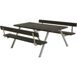 PLUS Alpha bord/bænkesæt m/2 ryglæn 177 cm RePlast Sort