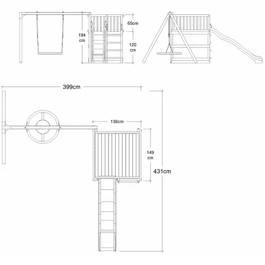 PLUS PLUS Play legetårn inkl. gyngestativ, gråsort rutsjebane og sort redegynge