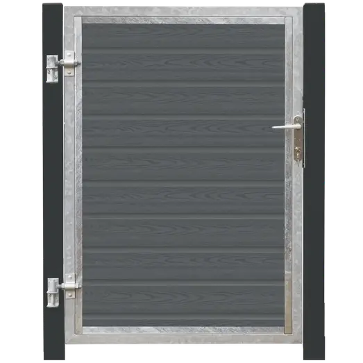 PLUS Artura komposit enkeltlåge 115×135 cm venstrehængt m/gråsorte stolper til nedstøbning