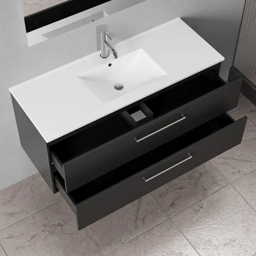 Badskab Milano med vask og 2 skuffer sort 120x45x60 cm