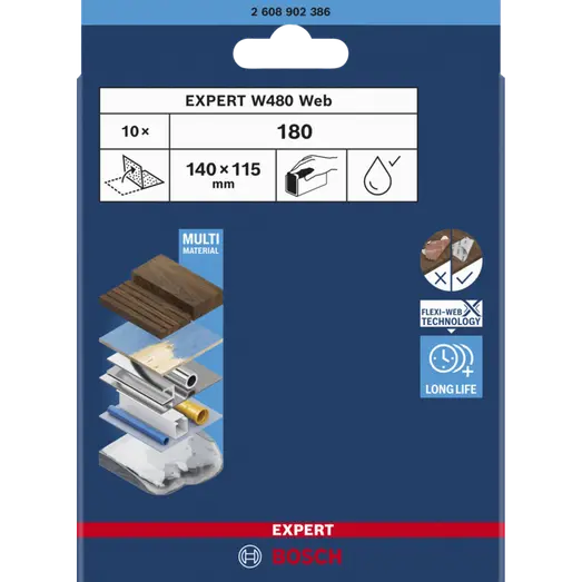 Bosch EXPERT W480 Web 1/4 slibeark 115x140 mm G180 10 stk.