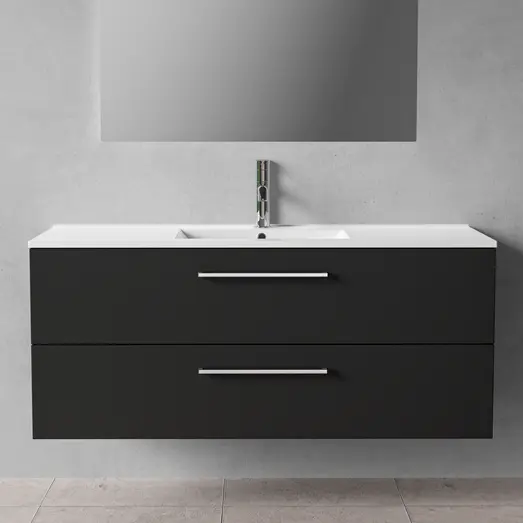 Badskab Milano med vask og 2 skuffer sort 120x45x60 cm