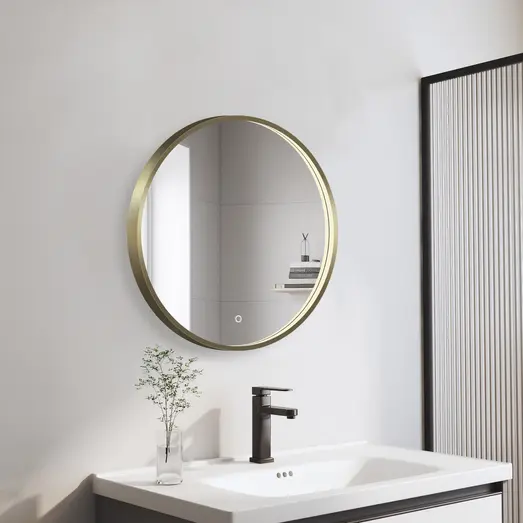 Milobad CL066 LED spejl Ø60 med messing ramme