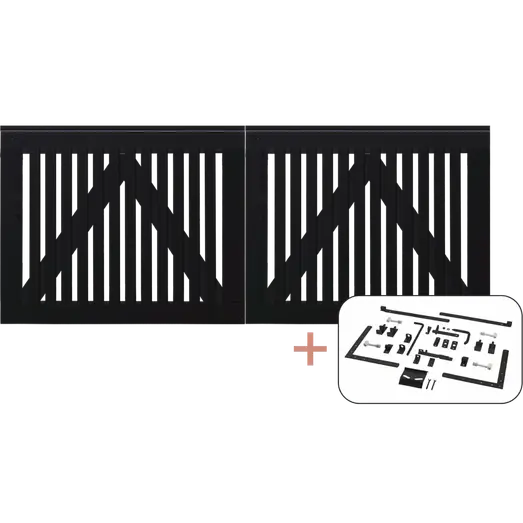 PLUS Sendai dobbeltlåge 200×80 cm sort inkl. sort beslag