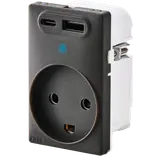 FESH SWITCH Curveline stikudtag 2x USB 1,5 m/jord koksgrå