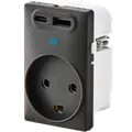 FESH SWITCH Curveline stikudtag 2x USB 1,5 m/jord koksgrå