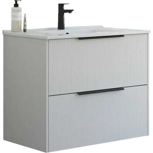 Scanbad NOW vaskeskab m/to skuffer 65,8x45,5 mat sand stribet front