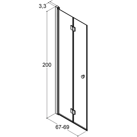 Scanbad foldedør 69x200cm børstet satin/klart glas 