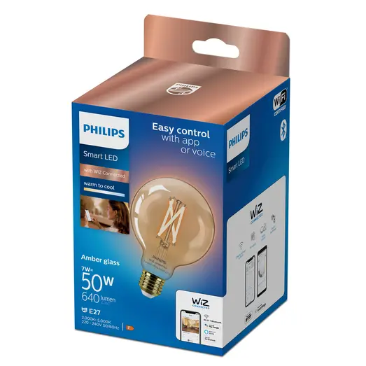 Philips Smart WiZ white LED pære E27 6,7W globe guld