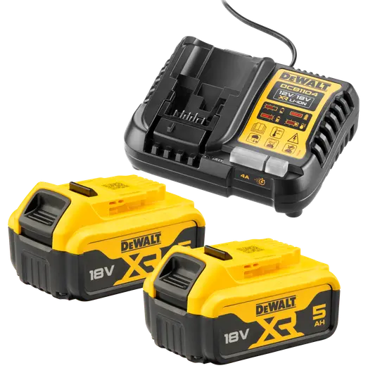 DeWalt DCB1104P2-QW batterisæt 18V XR inkl. 2x5,0 Ah batteri og lader