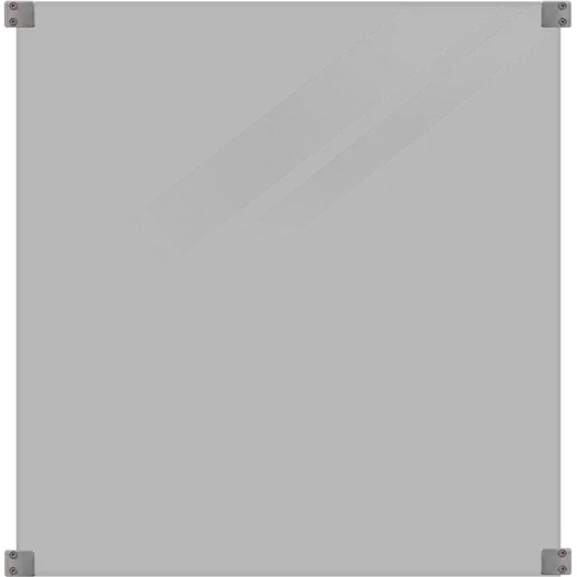 PLUS Hærdet glashegn 90×91 cm røgfarvet gråsort m/galv. beslag