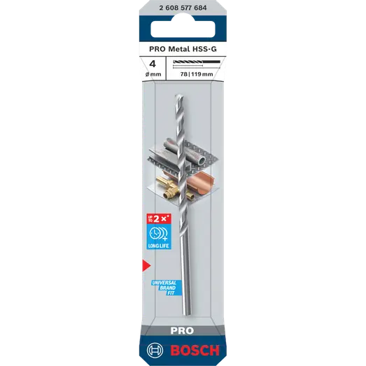 Bosch PRO Metal HSS-G-spiralbor, 4x78x119 mm