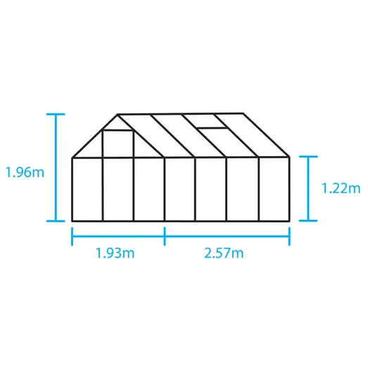 Halls Popular 86 drivhus sort med delt glas 5,0 m²