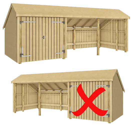 Plus Multi havehus 15,5 m² 3 moduler med dobbeltdør og åben front