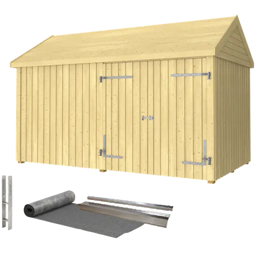 Plus Classic Multi Havehus 10 m²  2 moduler m/dobbeltdør og lukket front inkl. tagpap/alulister/H-stolpefødder