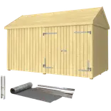 Plus Classic Multi Havehus 10 m² 2 moduler m/dobbeltdør og lukket front inkl. tagpap/alulister/H-stolpefødder