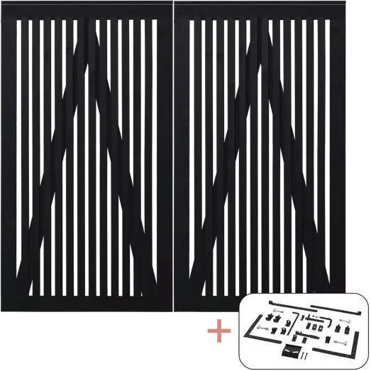 PLUS Sendai dobbeltlåge 200×180 cm sort inkl. sort beslag