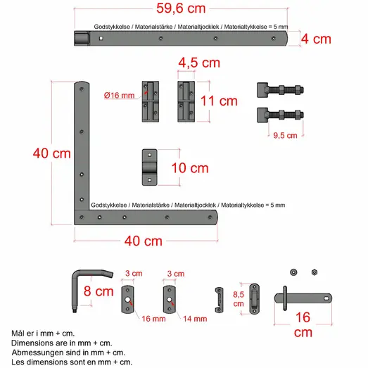PLUS Plank enkeltlåge 100×163 cm sort PEFC inkl. sort beslag