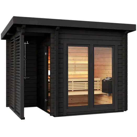 Saunahytte Island m/glasfront/dør 4 pers. Thermowood (uden ovn)