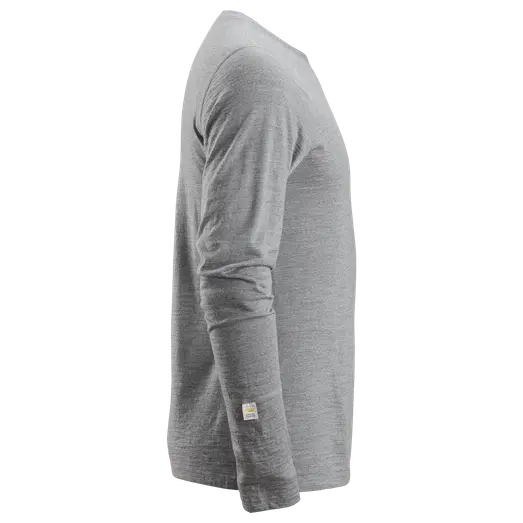 Snickers Allroundwork t-shirt langærmet uld gråmeleret