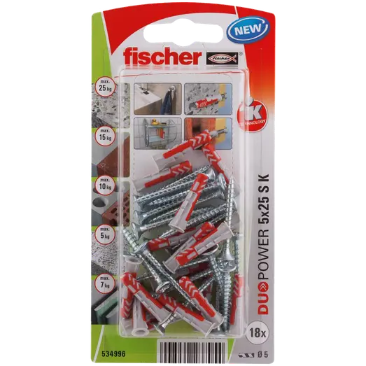 Fischer DuoPower universaldybel med skrue 5x25 mm 18 stk