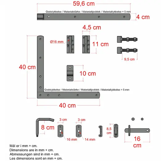 PLUS Linea enkeltlåge 150×80 cm sort inkl. sort beslag