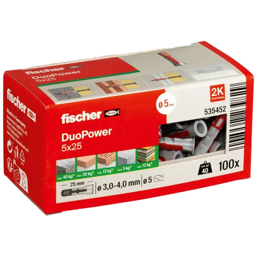 Fischer universaldybel duopower 5x25 DIY 100 stk