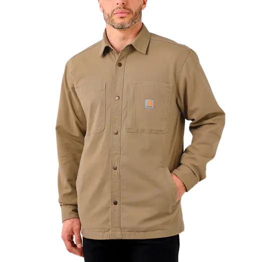 Carhartt Canvas fleece foret skjortejakke Dark khaki