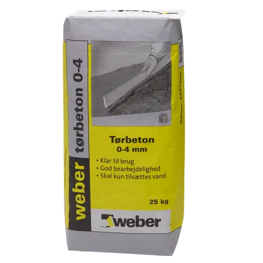 Weber tørbeton 0-4 mm 25 kg.