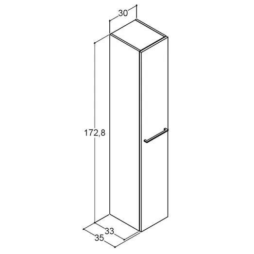 Scanbad Multo+ højskab m/1 låge vendbar 175x30x35 cm hvid mat