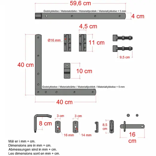 PLUS Linea enkeltlåge 100×80 cm sort inkl. sort beslag