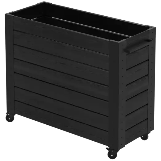 PLUS Cubic blomsterkasse m/hjul 120×50×98 cm sort