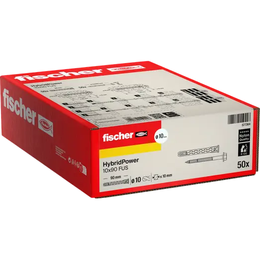 fischer HybridPower nylon og metal plug 10x90 mm FUS 50 stk.