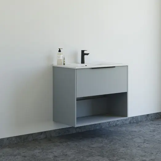 Scanbad NOW vaskeskab m/én skuffe og åbent rum 65,8x45,5 mat lyseblå glat front