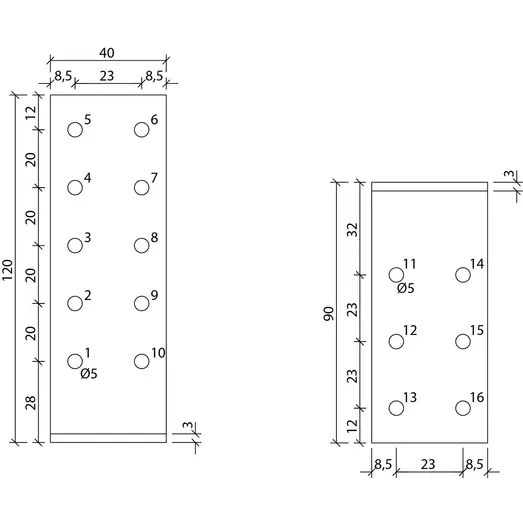 Paslode vinkelbeslag Type-1 40x90x3x120 mm 