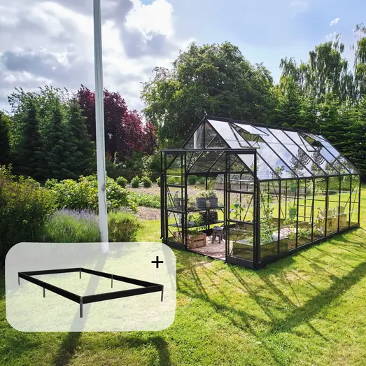 Halls ICON 8 11,2 m² sort m/3 mm hærdet glas og fundament
