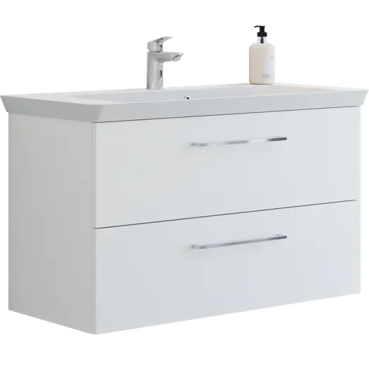 Scanbad vaskeskab m/marbelle vask 100cm mat hvid