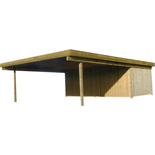 Christian dobbelt carport med redskabsrum 836x630 cm - m/plast trapeztag