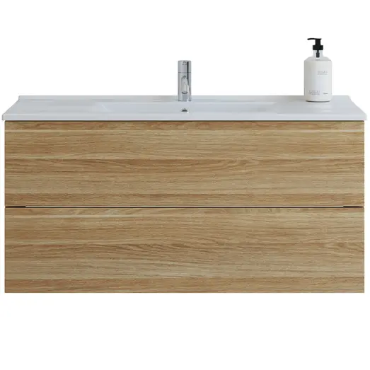 Scanbad vaskeskab m/håndvask 100cm varm eg