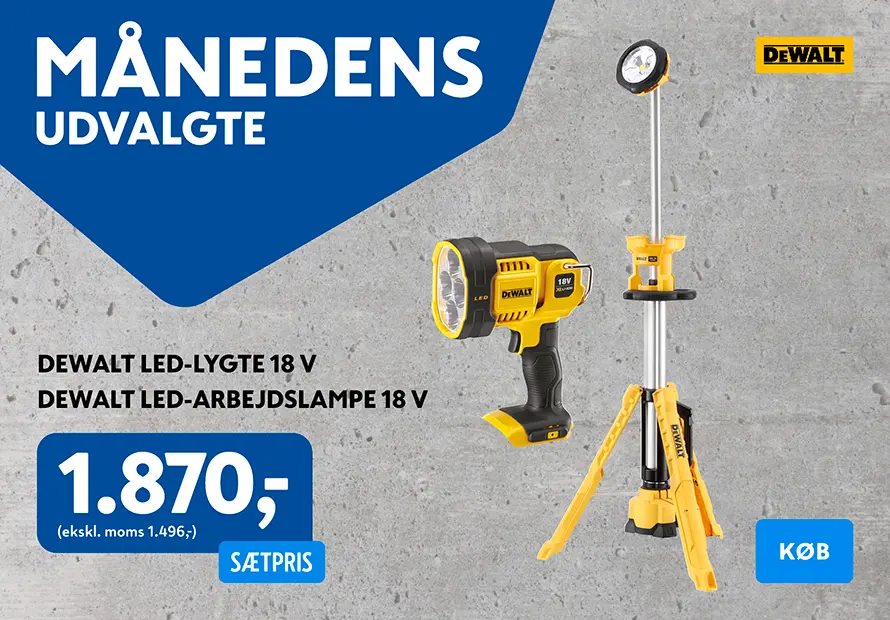 Månedens udvalgte - Dewalt led lygte og arbejdslampe