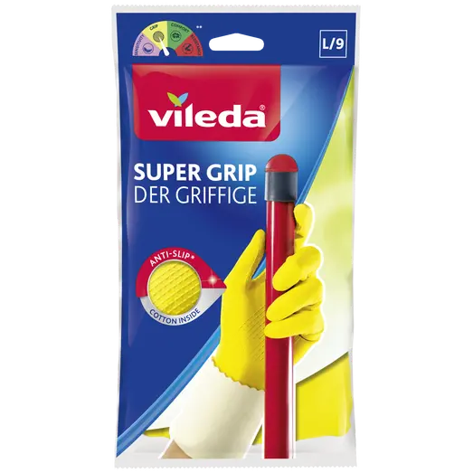 Vileda Super Grib gummihandsker str. L gul